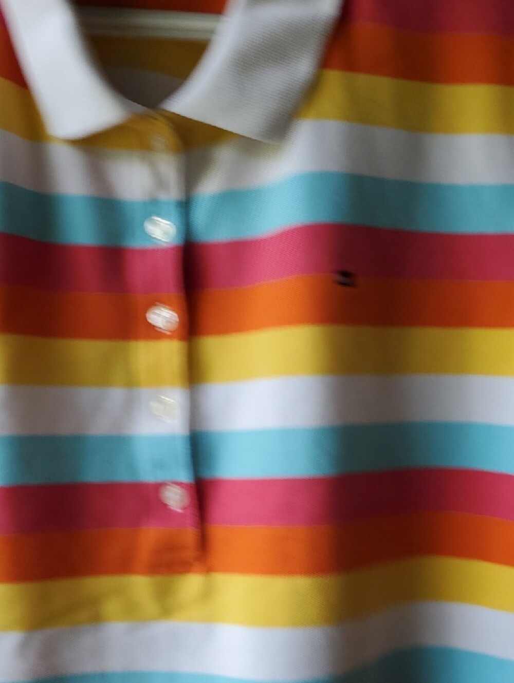 Tommy Hilfiger Multicolor Striped Polo - White, Pink, Aqua, Yellow, Orange - Picture 7 of 11